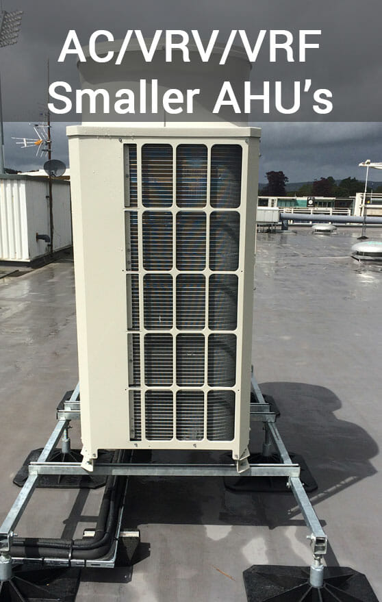 Flexi rooftop support frame with a condensing unit mounted.